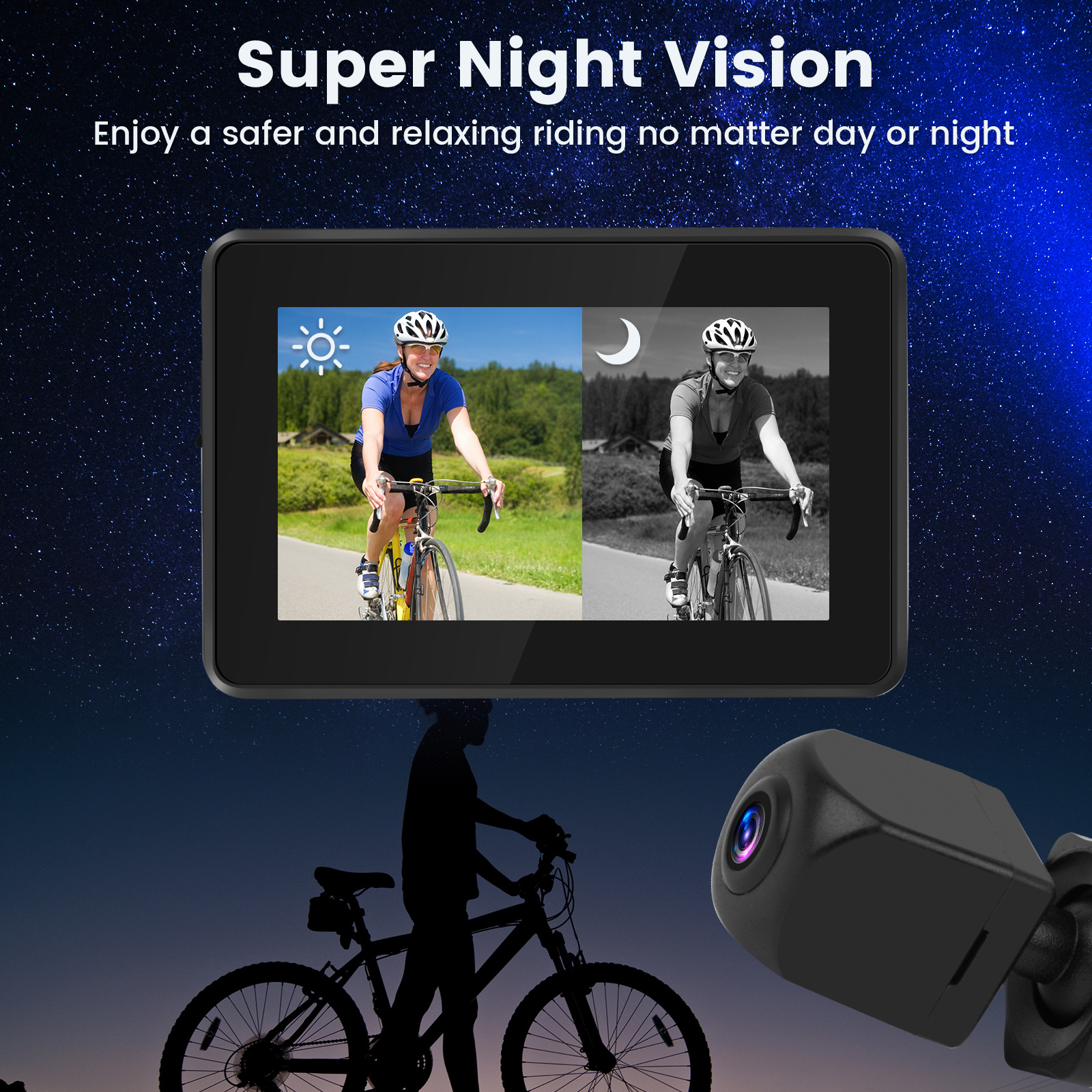Electric bicycle riding mountain bike rearview mirror HD night vision camera reversing riding electric car Universal