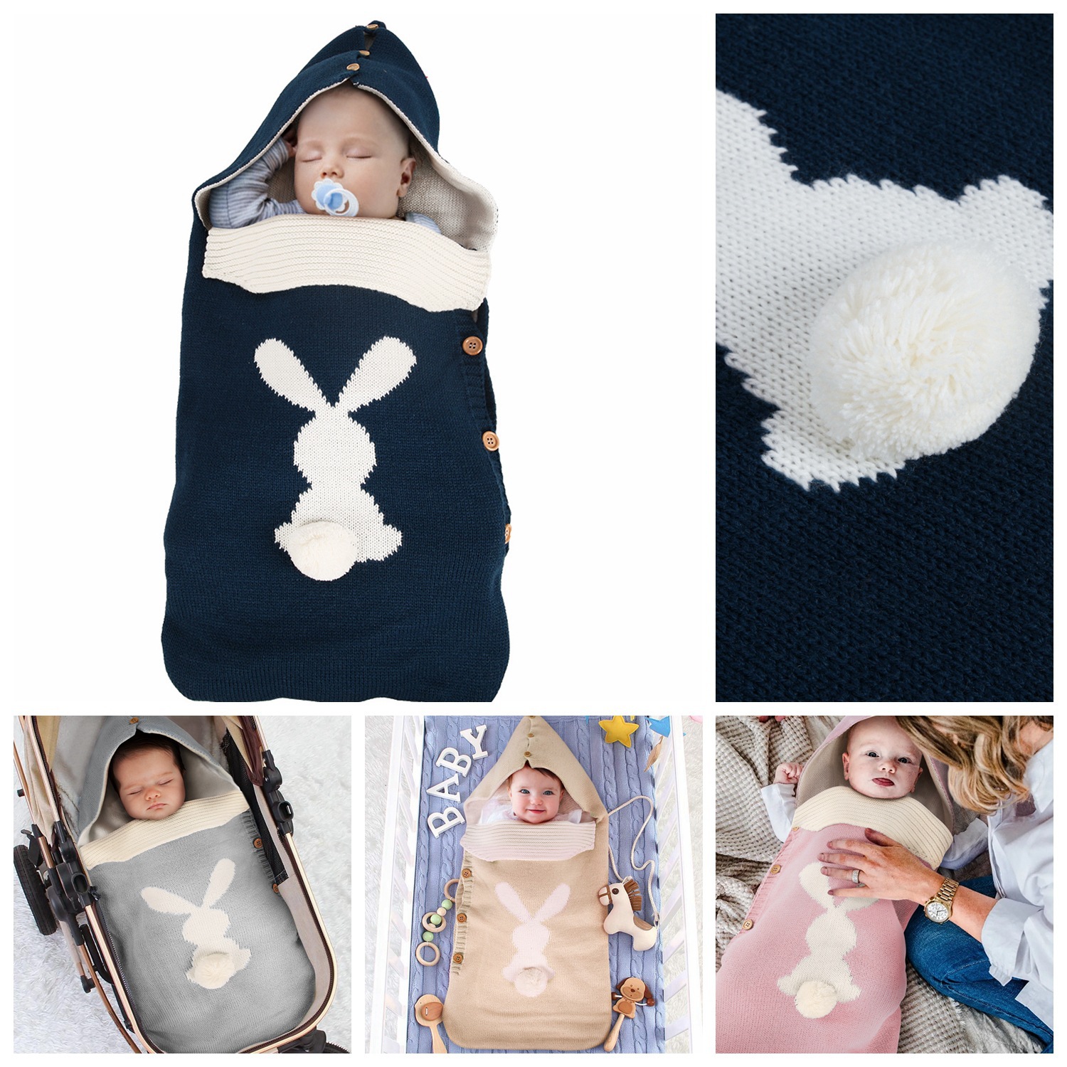 新款热销兔子儿童睡袋毛绒尾巴纽扣儿童防踢被户外睡袋批发