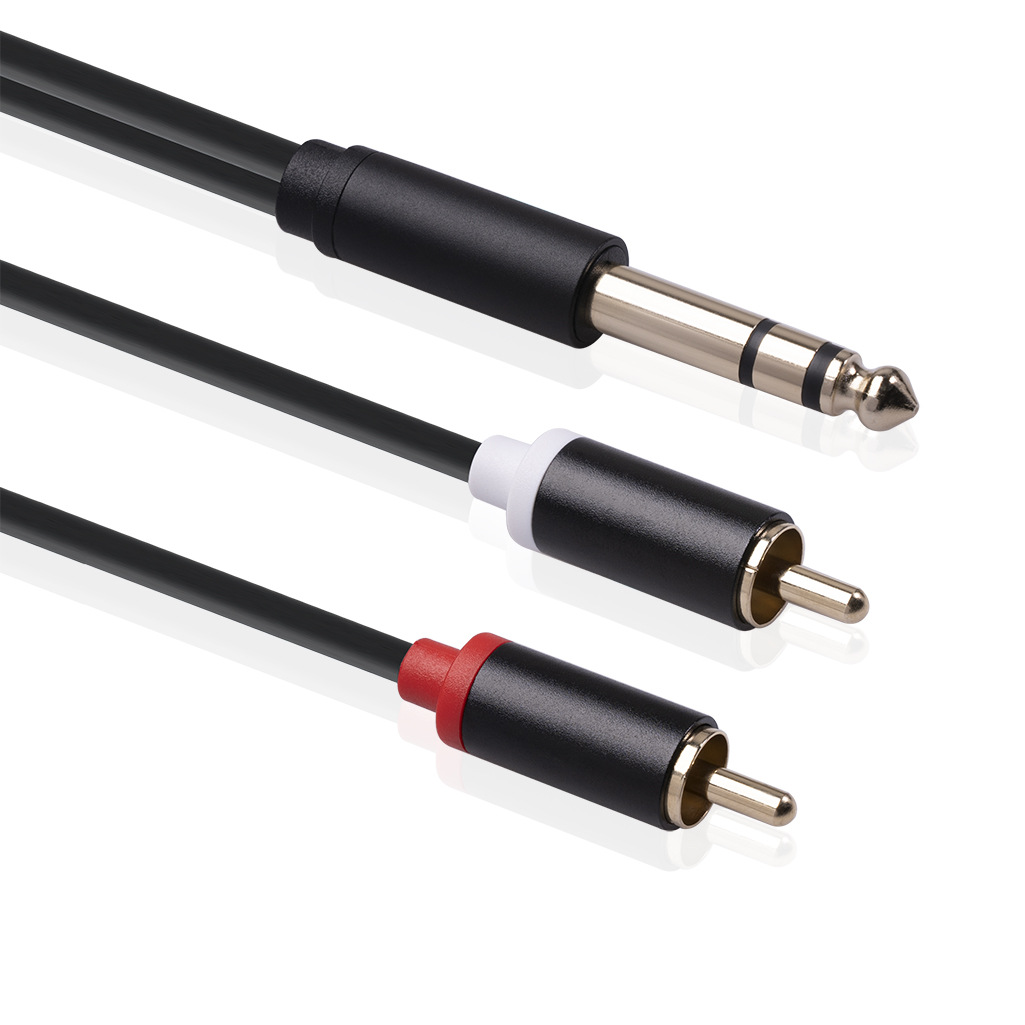 All-copper high-fidelity 6.35 male to double RCA male audio cable 6.5 to double Lotus 1/2 adapter