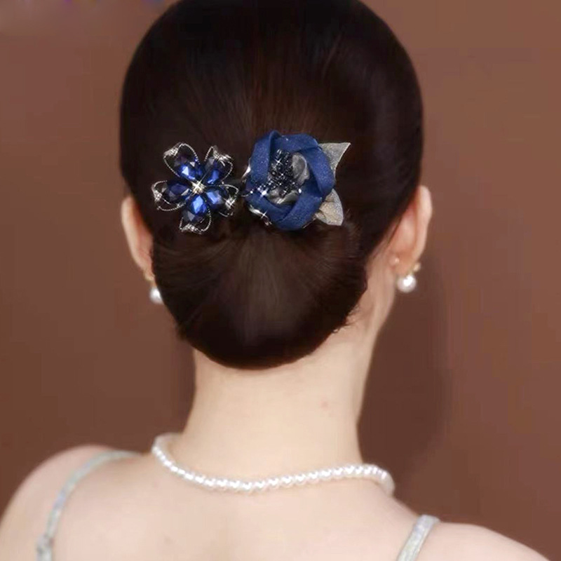 Blue Rose hair curler female back spoon new wheat ear hairpin sweet temperament twisted clip New Chinese style hair accessories
