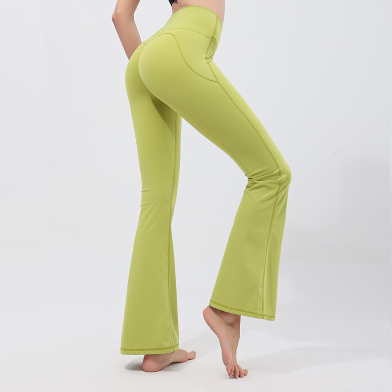 Naked seamless fitness horn wide leg pants no embarrassment line peach hip casual pants sports running yoga pants women
