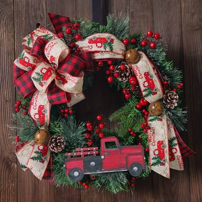 Cross-border truck Christmas Wreath Christmas decoration Amazon door hanging Christmas red fruit ornament Christmas wreath