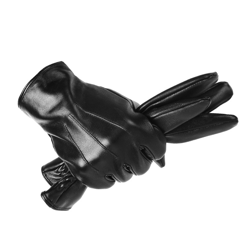 Cross-border Leather Gloves Men's Winter Fleece-lined Thickened Warm Touch Screen Lambskin Gloves Riding Driving Motorcycle
