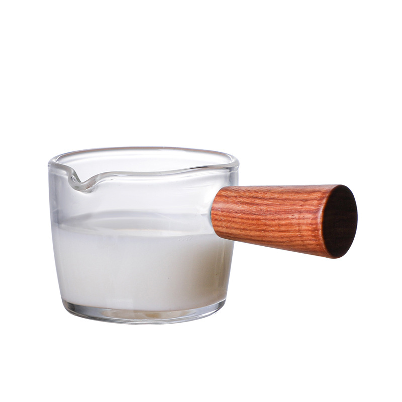 Japanese-style glass small Milk Cup coffee Mini Milk Jar latte cup milk jar wooden handle small Milk Cup dip dish