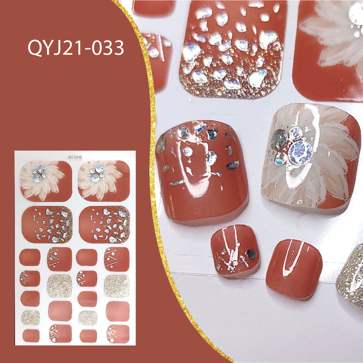 2023 cross-border summer Europe and the United States ins Wind foot nail stickers waterproof 3D nail polish film toenail stickers full paste