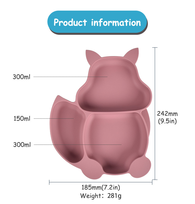 Spot Squirrel Silicone Tableware Baby Silicone Food Supplemental Set Baby Fork Spoon Integrated Silicone Dinner Plate Set