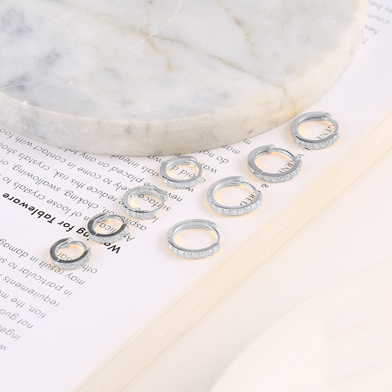 Unilateral Diamond Small Ear Ring Earrings Earrings 5 to 9mm Gold Silver Rose Gold Ear Buckle Ear Jewelry Wholesale