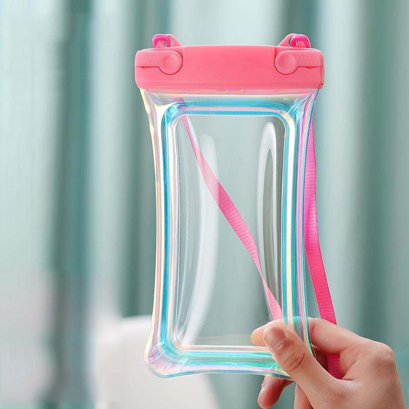 Floating laser mobile phone waterproof bag touch screen swimming water park drifting transparent mobile phone waterproof case with airbag