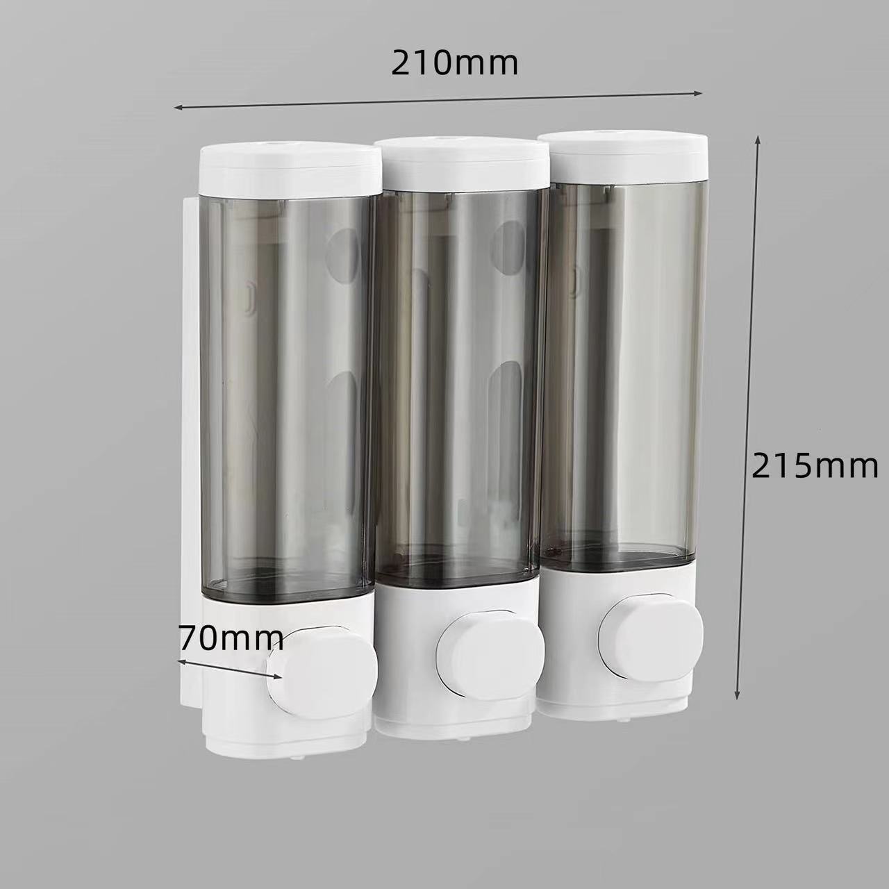 Hotel punch-free wall-mounted three-head soap dispenser household bathroom hand washing bath hair care Press pressing liquid bottle soap dispenser