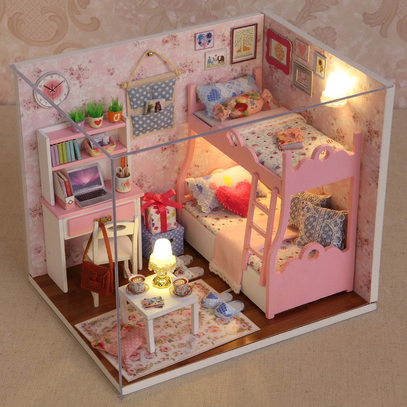 Zhiquwu children's handmade diy cabin 3D three-dimensional puzzle model girls toys wholesale kitten diary gift