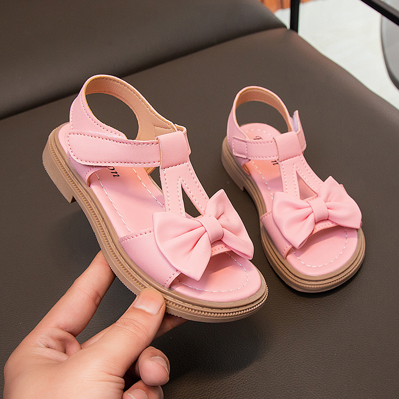 2023 Summer New Arrival Bow Girl's Fashionable All-match Sandals for Baby Women Korean-style Casual Soft-soled Beach Shoes