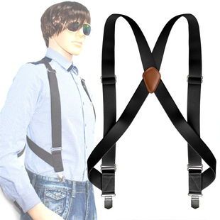 Cross-border supply Europe and the United States new men's outdoor work side clip straps adult monochrome casual pants suspenders