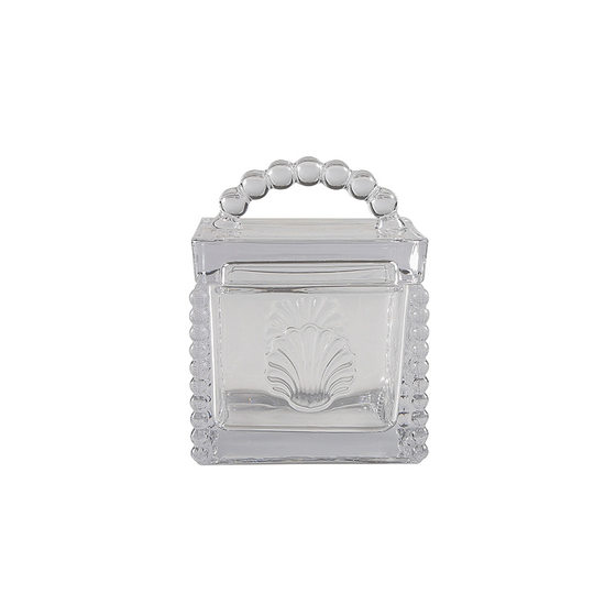 Green Classic European-style embossed shell drop-shaped glass storage tank with lid coarse cereals tank jewelry storage and finishing tank
