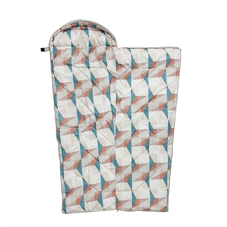 New outdoor camping trapezoidal waterproof envelope hooded sleeping bag washable 1300g thick warm adult sleeping bag
