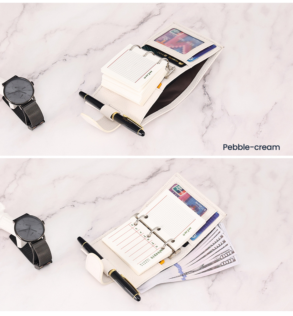 Cross-border new macaron portable Journal crocodile pattern multi-color notebook men's and women's wallet genuine leather loose-leaf notebook_voghion.com