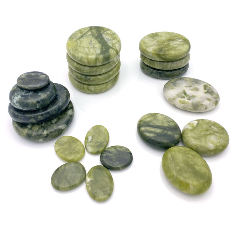 Olive jade massage stone 8*8 essential oil SPA hot stone volcanic energy stone natural jade glazed jade Lushan jade green jade
