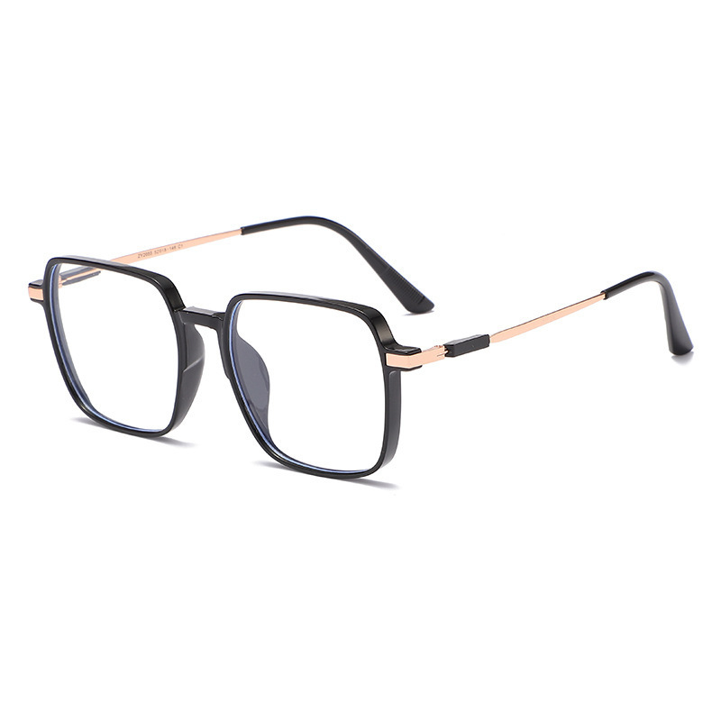 Anti-blue light discoloration glasses women's large frame high-value slimming plain color light-sensitive discoloration myopia glasses finished glasses frame