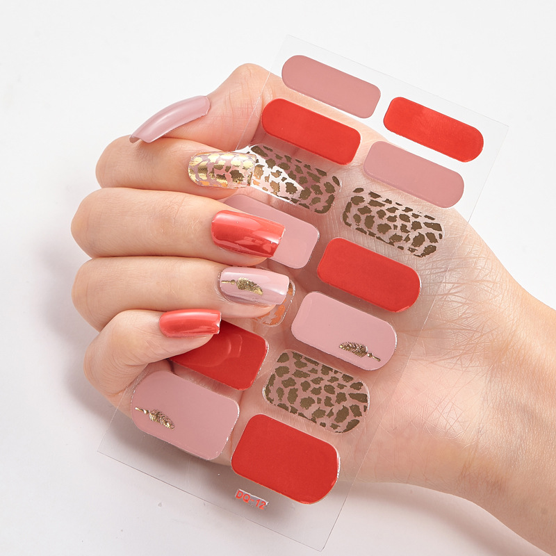 High quality cross-border source nail stickers factory spot wholesale leopard print spot color printing cute strawberry nail stickers