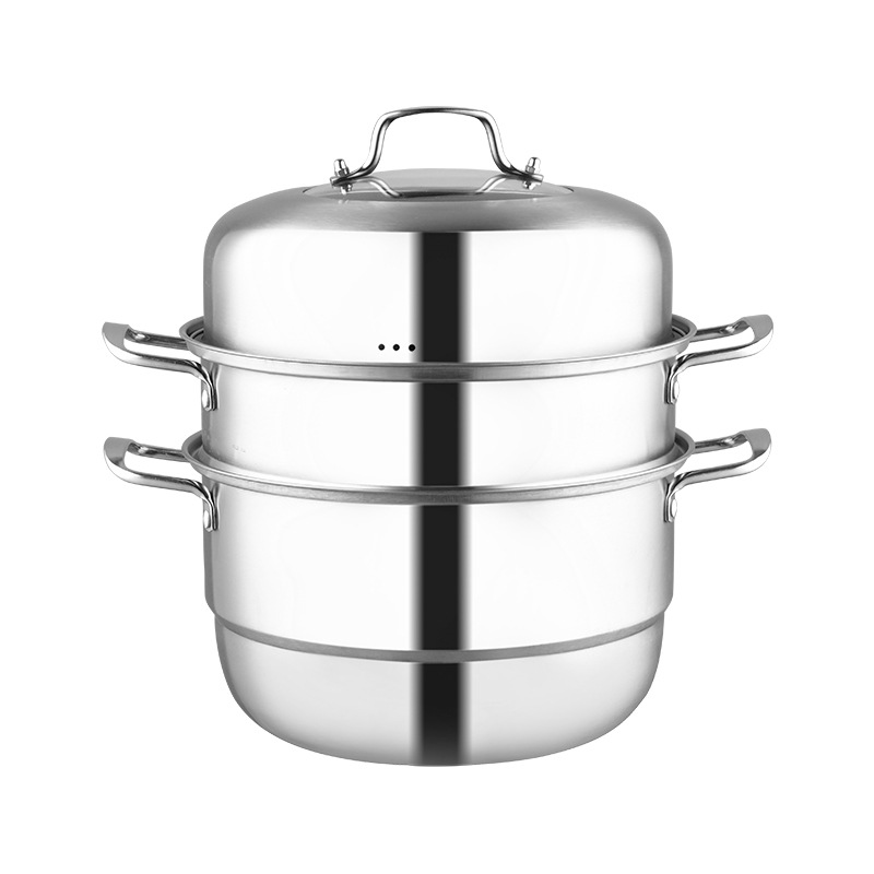 Household Three Layer Stainless Steel Soup Steamer Double Layer Steamer 28cm Large Capacity Activity Gift 304 Stainless Steel Steamer
