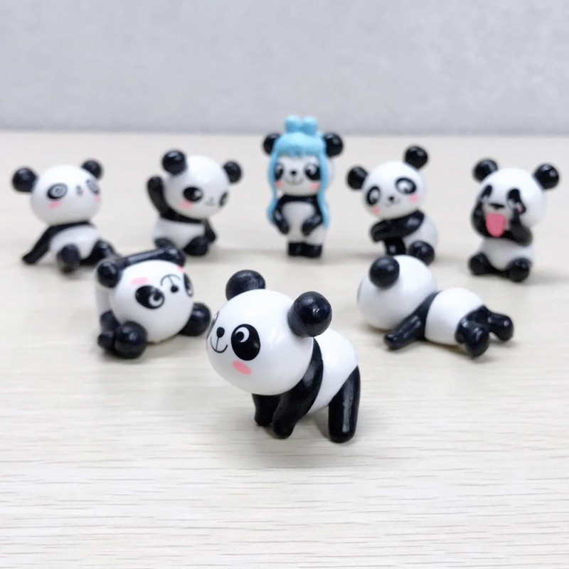 Cartoon PVC doll cute panda Beibei keychain pendant micro landscape cake decoration panda toy wholesale