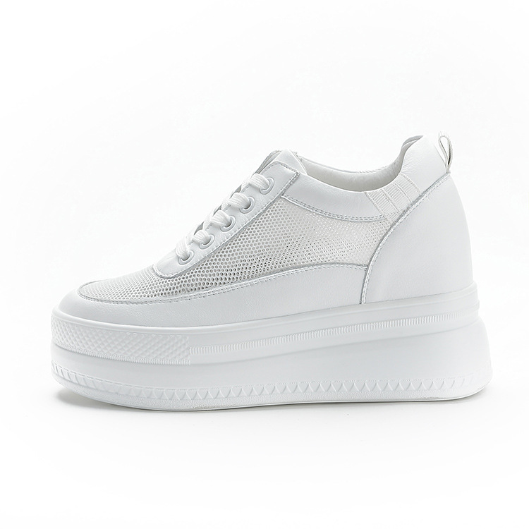 Trendy Sunday 2025 Autumn New Style High Breathable Inner Height Women's Shoes Mesh White Shoes Casual sneaker