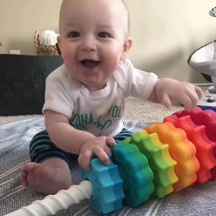 Baby's cognitive rainbow rotating turret children's jengle early education geometric rotating ferrule jengle rotating turret toy