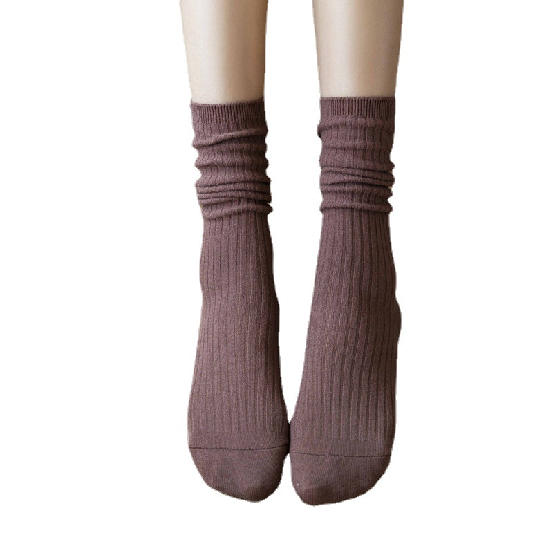 Autumn and winter new pair of socks children all-match solid color drawn pile socks Japanese polyester cotton vertical long tube socks wholesale