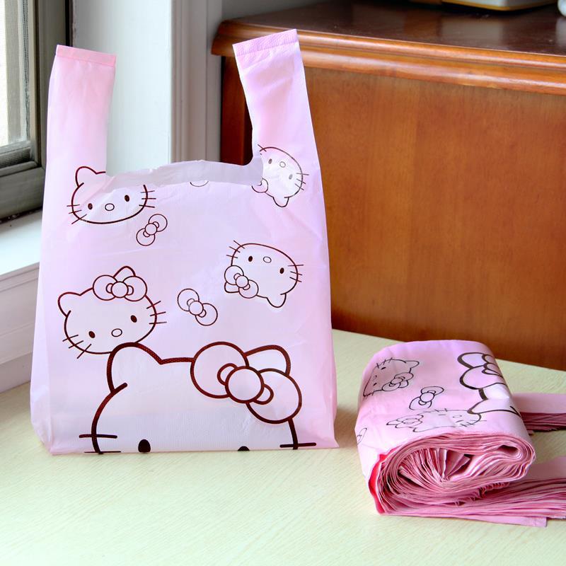 Garbage bag household portable cute cartoon vest bag plastic bag ins style girl small size pink vest bag