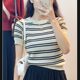 Short-sleeved Chanel Striped Sweater Women's Summer Thin 2023 New Design Slim-fit French Top