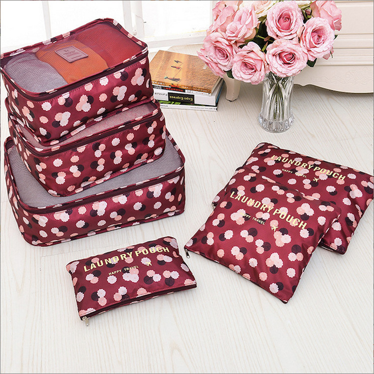 Travel storage bag 6-Piece Luggage bag set travel clothing storage finishing bag flower cloth series storage six-piece set