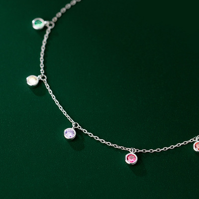 Anklet Small Fresh Summer Simple Round Color Diamond Fashion Personalized Foot Jewelry for Women