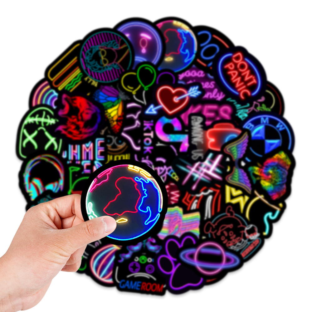 50 new neon graffiti stickers car mobile phone computer notebook Cup decorative stickers wholesale