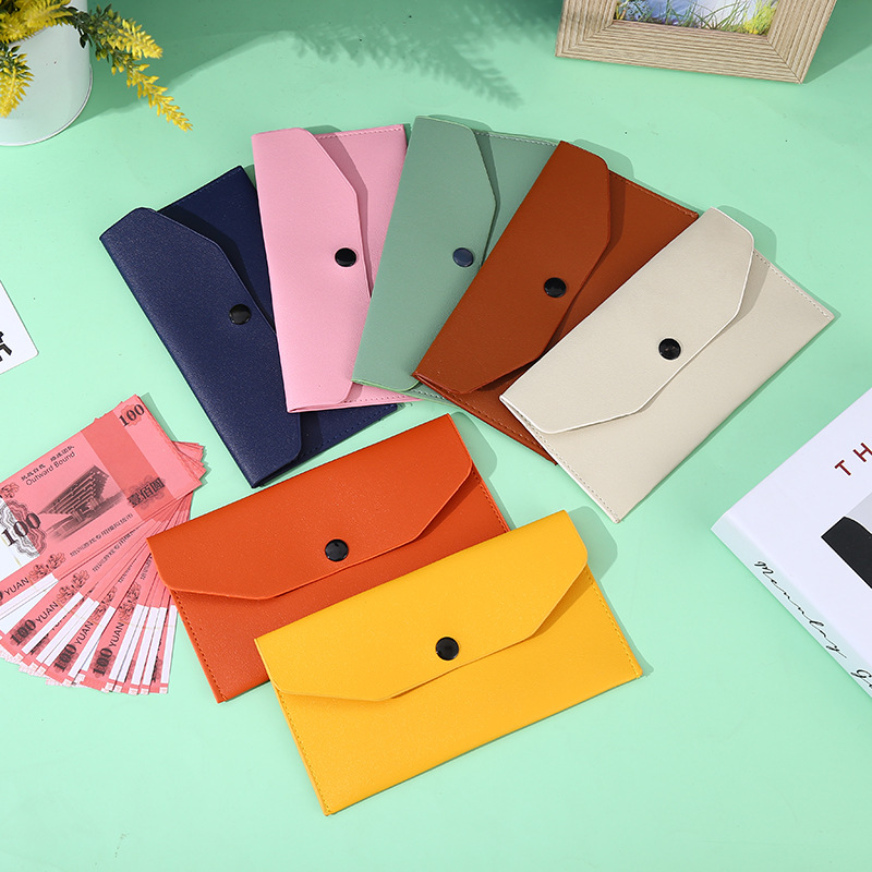 Foreign Trade New Color Leather Small Wallet Passbook Ins Style Envelope Coin Purse Card Bag Imitation Leather Glasses Storage