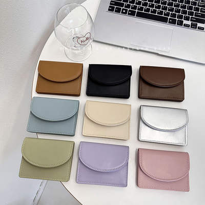 Cross-border Explosions Dopamine Color Matching Korean Card Bag Wallet Solid Color Simple Card Bag Multifunctional Large Capacity Wallet