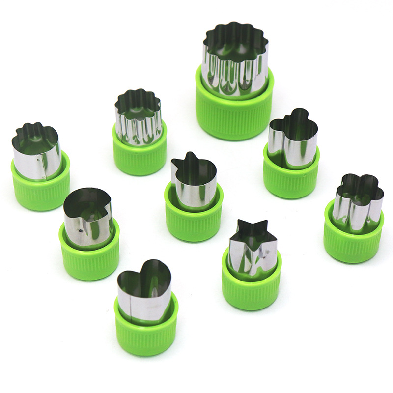 Spot nine-piece set of stainless steel biscuit mold diy fruit and vegetable cutting mold household cut flower mold set