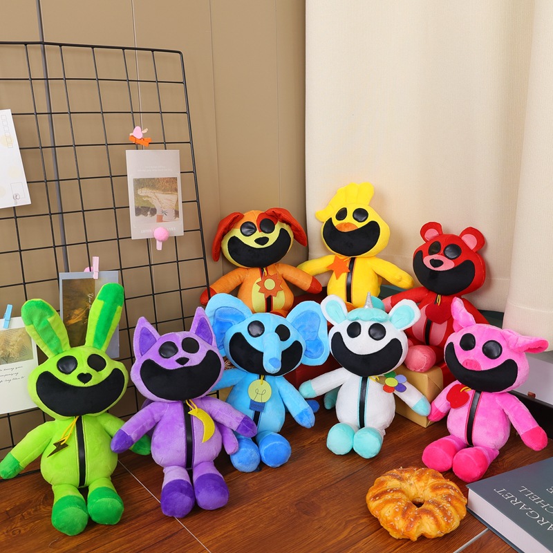 跨境熱銷smiling critters恐怖動物系列紫貓公仔綠色兔子毛絨玩具