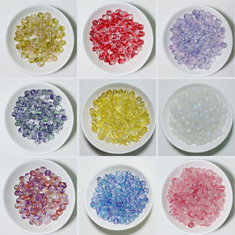 Glass 8mm beads loose beads Hanfu headdress accessories DIY hairpin accessories Czech glass jewelry accessories