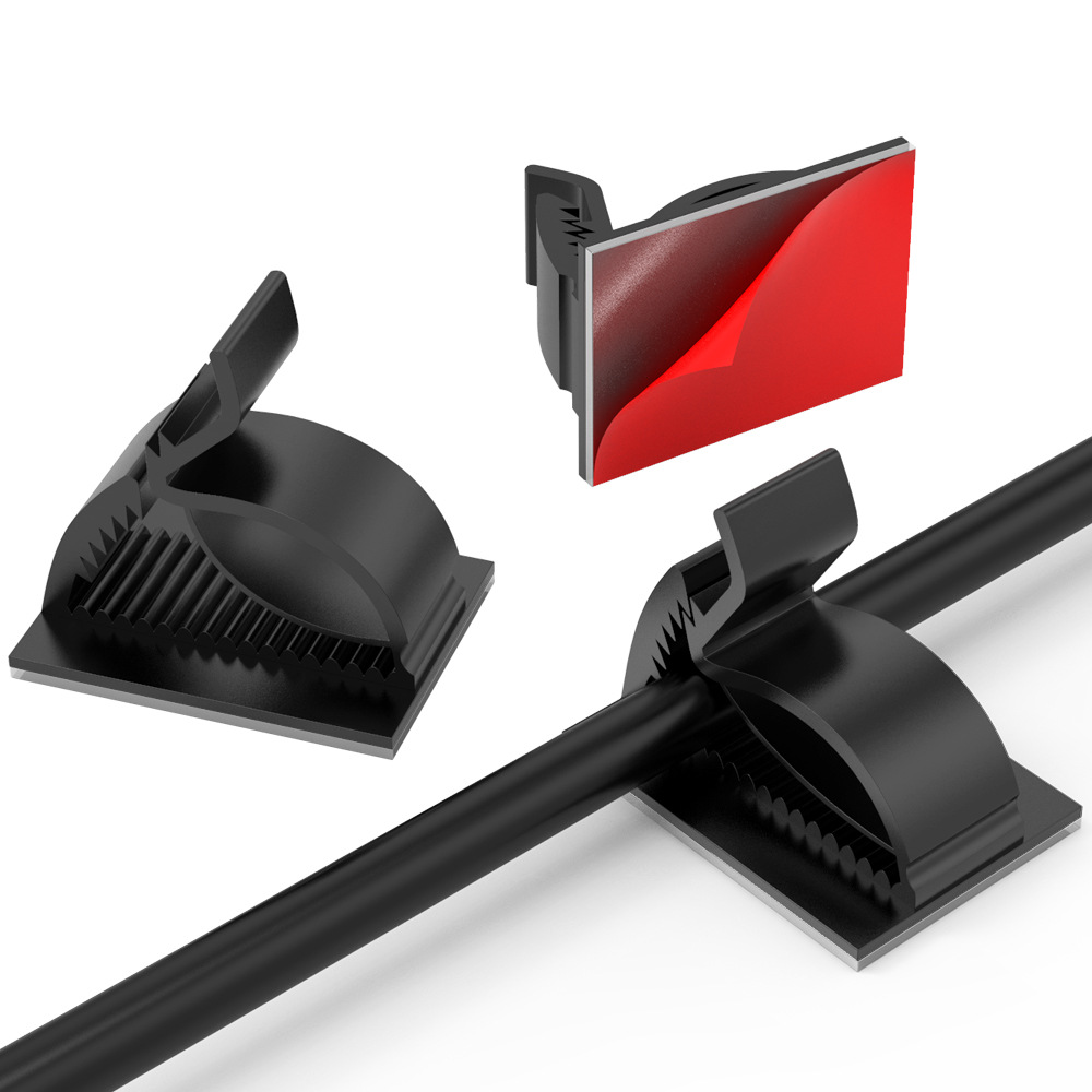 Factory Direct adjustable data cable plastic clamp car office charging cable mouse desktop self-adhesive wire holder