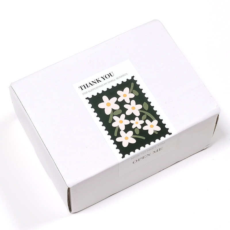 50 stickers/pack of flowers rectangular Thank You stickers gift box sealing stickers baking cake sealing stickers packaging labels