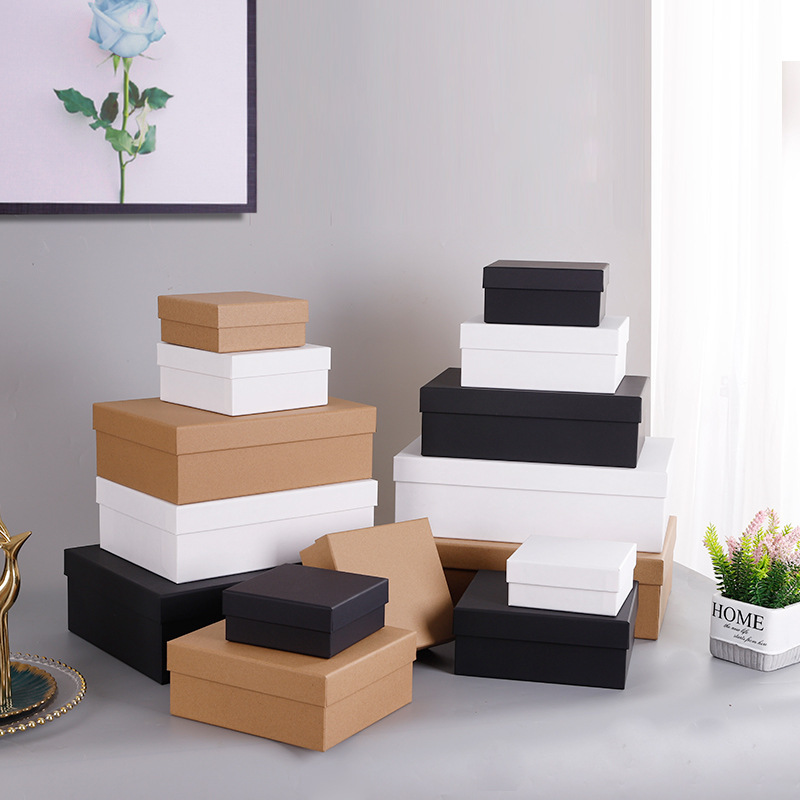 Spot heaven and earth cover belt packaging box clothes bag gift box solid color gift paper box shoes gift box