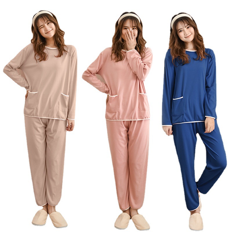 Modal suit Pullover Breathable Home Suit Two-Piece Japanese plus size Rub Soft and Delicate Loose Long-Sleeved Trousers