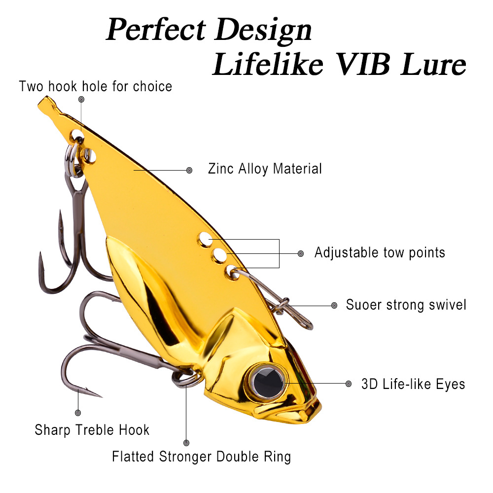 Submerged VIB lure gold/silver metal sequin lure lure lure lure bionic bait for sea bass far cast bait