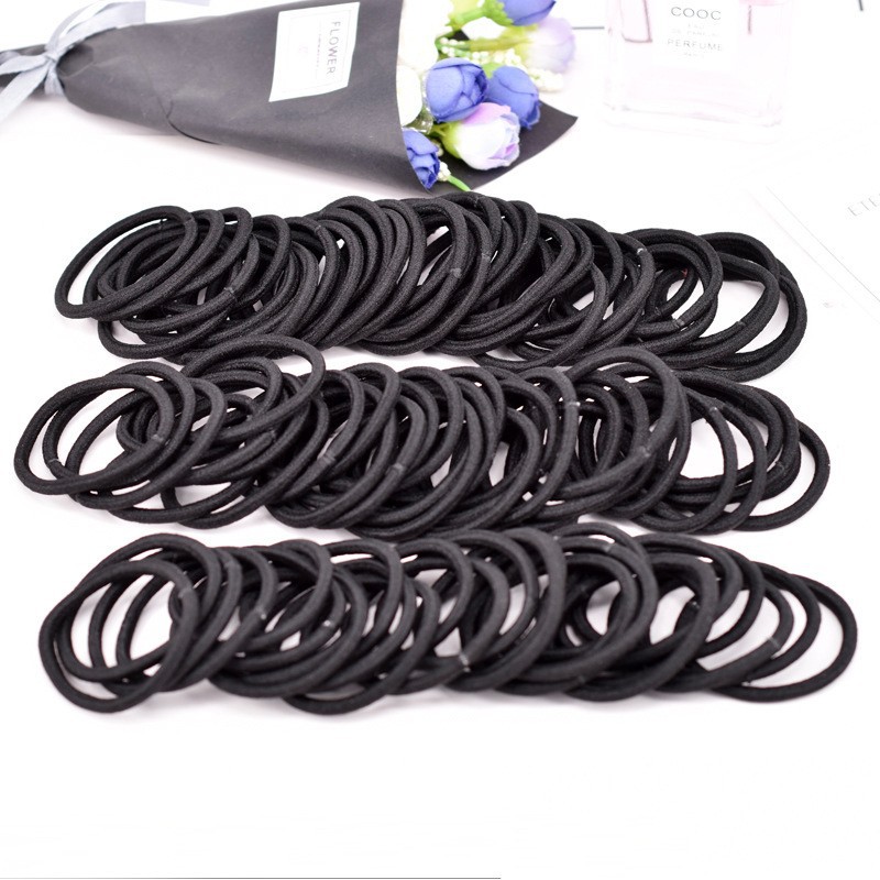 Basic Black 4mm High Elastic Rubber Band Hair Rope Seamless Hair Ring Women's Hair Accessories Tie Rope diy Accessories Headwear