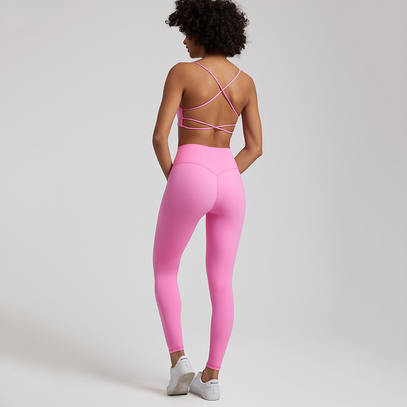 European and American ins Naked Sense High Elastic Running Fitness Yoga Suit Women's Sports Sexy Beautiful Back Bra Yoga Suit
