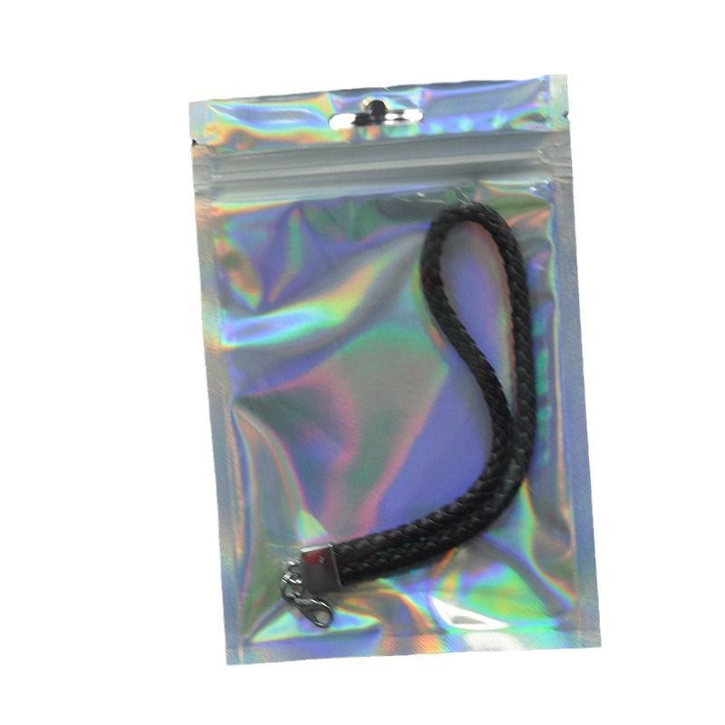 Laser flat bottom bone bag Ziplock bag translucent Yin and Yang sealed bag mobile phone shell jewelry packaging bag spot