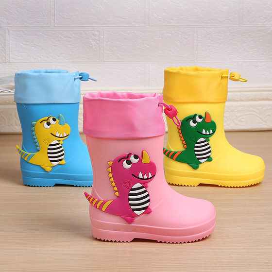 Children's Rain Boots Cute Cartoon Boys and Girls Kindergarten Baby Waterproof Shoes Overshoes Large Children's Non-slip Rain Boots Rubber Shoes