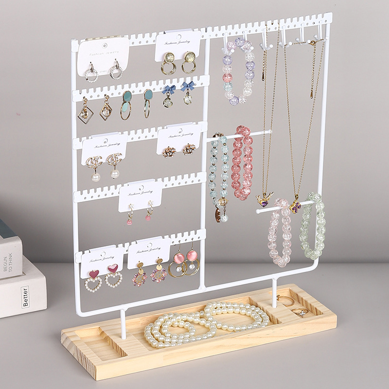 Solid wood iron earrings rack earrings storage jewelry rack necklace display rack bracelet rack jewelry rack props
