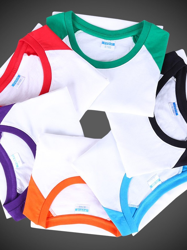 Spot round neck raglan short sleeve T-shirt men's and women's sports loose mosaic color half sleeve printing advertising shirt wholesale log