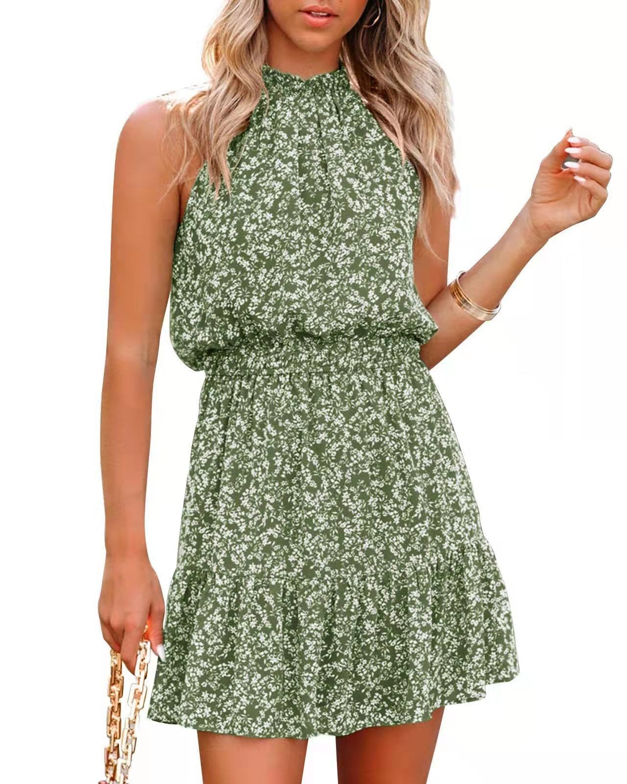 Amazon AliExpress 2022 Spring New temperament printed slim long dress women's factory hot