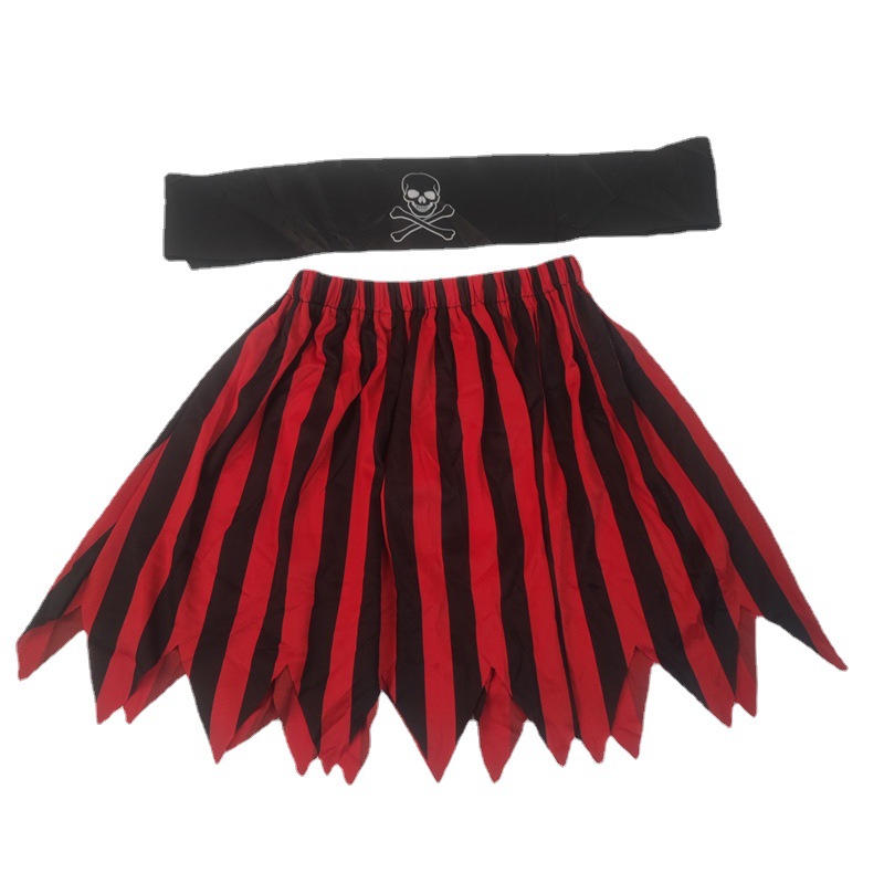 Children's show Pirates of the Caribbean cosplay suit wavy pirate group matching headscarf children's skirt
